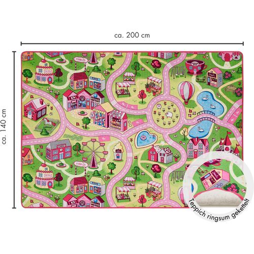 Kinderteppich ANDIAMO "Big City/Sweet Village" Teppiche Gr. B: 200cm, 7mm, L: 300cm, pink Kinder Straßen-Spiel-Teppich, für Mädchen & Jungen, Kinderzimmer