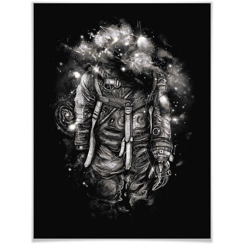 Poster WALL-ART "Universum Astronaut Schwarz Galaxie" Bilder Gr. B/H/T: 120cm x 100cm x 0,1cm, Astronaut,, bunt Poster ohne Bilderrahmen