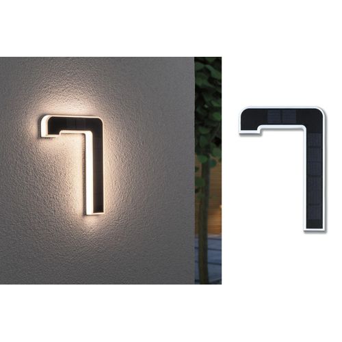 LED Außen-Wandleuchte PAULMANN "Solar Hausnummer" Lampen Gr. Ziffer 7, schwarz LED-Modul, Hausnummern, Buchstaben wählbar, Akku wechselbar