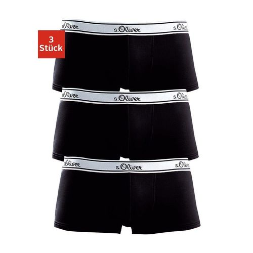 Hipster S.OLIVER, Herren, Gr. S, schwarz, Jersey, Obermaterial: 92% Baumwolle, 8% Elasthan (LYCRA), unifarben, körpernah, Unterhosen, knapp sitzende schöne Retro Pants aus Baumwollmischung