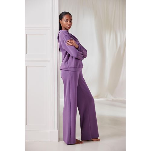 Sweathose FRENCH CONNECTION, Damen, Gr. 32/34, N-Gr, lila, Obermaterial: 55% Viskose (LENZING ECOVERO), 40% Polyester, 5% Elasthan. Taschenfutter: 100% Polyester, unifarben, Basic, bequem lang, Hosen, mit weitem Bein