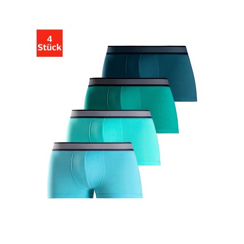 Hipster H.I.S, Herren, Gr. M, bunt (hellblau, türkis, mint, petrol), Jersey, Obermaterial: 95% Baumwolle, 5% Elasthan, unifarben, körpernah, Unterhosen, knapp sitzende Boxershorts aus Baumwollmischung