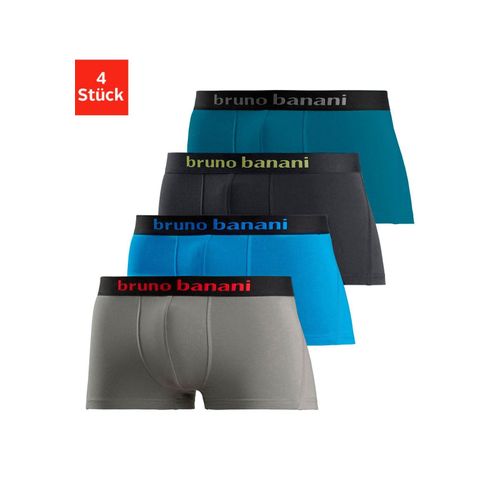 Hipster BRUNO BANANI Gr. L, bunt (grau, türkis, schwarz, petrol), Herren, Jersey, Obermaterial: 95% Baumwolle, 5% Elasthan, unifarben, Unterhosen, knapp sitzende Boxershorts mit Logo Webbund aus Baumwollmischung