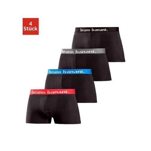 Hipster BRUNO BANANI Gr. XL, schwarz, Herren, Jersey, Obermaterial: 95% Baumwolle, 5% Elasthan, unifarben, Unterhosen, knapp sitzende Boxershorts in uni oder gemustert aus Baumwollmischung