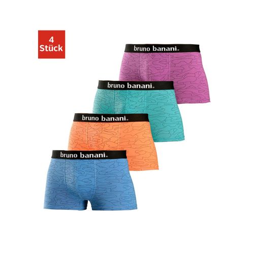 Hipster BRUNO BANANI Gr. XXL, bunt (blau, orange, türkis, lila), Herren, Jersey, Obermaterial: 95% Baumwolle, 5% Elasthan, gemustert, Unterhosen, knapp sitzende Boxershorts in uni oder gemustert aus Baumwollmischung