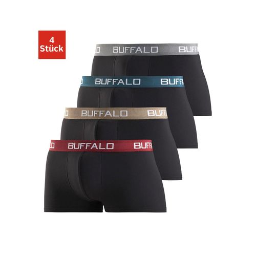 Hipster BUFFALO Gr. XL, schwarz, Herren, Jersey, Obermaterial: 95% Baumwolle, 5% Elasthan, unifarben, Unterhosen, knapp sitzende Boxershorts mit Kontrastbund aus Baumwollmischung