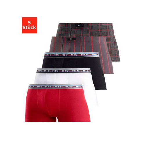 Hipster H.I.S Gr. M, rot, Herren, Jersey, Obermaterial: 95% Baumwolle, 5% Elasthan, Unterhosen, knapp sitzende Boxershorts aus Baumwoll-Stretch