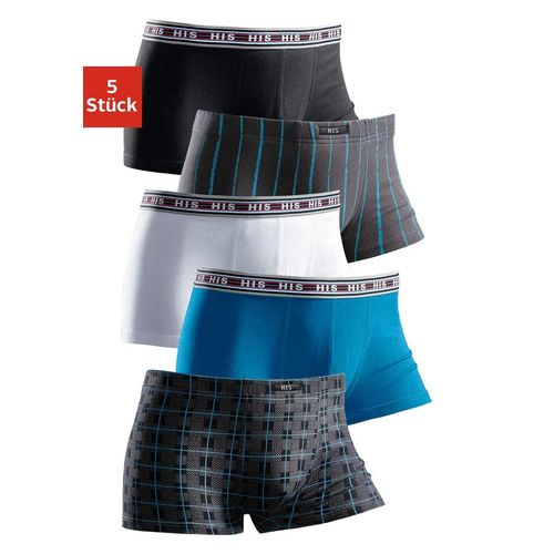 Hipster H.I.S, Herren, Gr. S, blau, Jersey, Obermaterial: 95% Baumwolle, 5% Elasthan, Unterhosen, knapp sitzende Boxershorts aus Baumwoll-Stretch