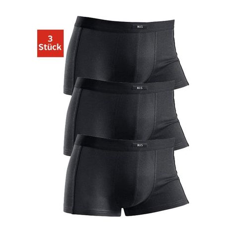 Hipster H.I.S Gr. 6, schwarz, Herren, Jersey, Obermaterial: 95% Baumwolle, 5% Elasthan, unifarben, Unterhosen, knapp sitzende Boxershorts aus Baumwollmischung