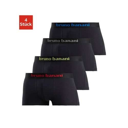 Hipster BRUNO BANANI Gr. M, schwarz, Herren, Jersey, Obermaterial: 95% Baumwolle, 5% Elasthan, unifarben, Unterhosen, knapp sitzende Boxershorts mit Logo Webbund aus Baumwollmischung