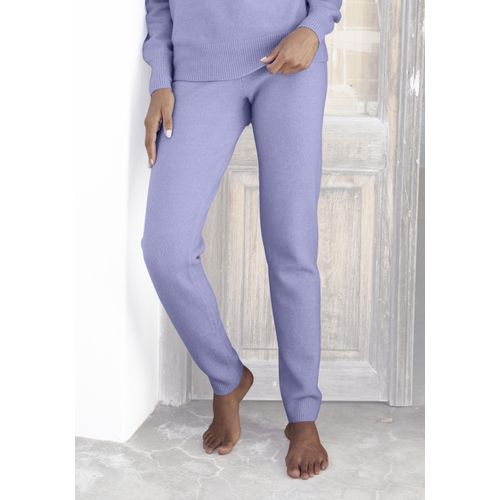 Strickhose LASCANA, Damen, Gr. 36/38, N-Gr, lila, Strick, Obermaterial: 52% Polyester, 44% Polyacryl, 4% Elasthan, unifarben, meliert, klassisch, bequem lang, Hosen, aus weichem Strick, Loungewear