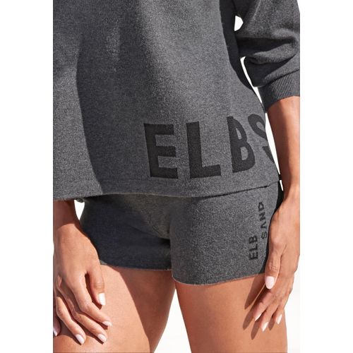 Strickhose ELBSAND, Damen, Gr. 36/38, N-Gr, grau (anthrazit), Feinstrick, Obermaterial: 50% Viskose (LENZING ECOVERO), 28% Polyester, 22% Nylon, unifarben, meliert, elegant, bequem kurz, Hosen, aus hochwertigem Strick, mit Logostickerei, Loungewear