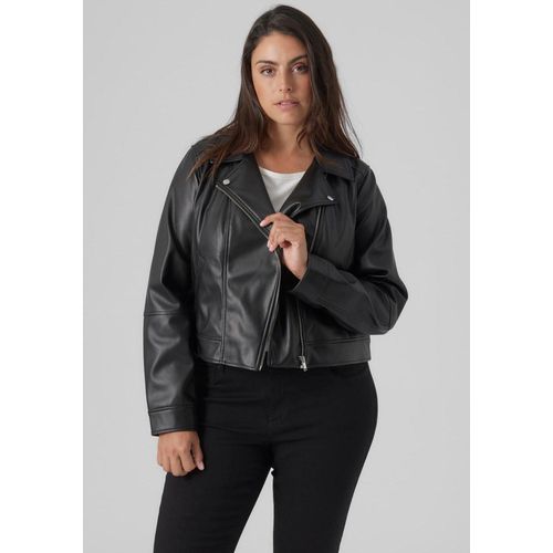 Vero Moda Curve Lederimitatjacke »VMCBELLAANNA SHORT COATED JKT CUR NOOS«, mit Bikerdetails