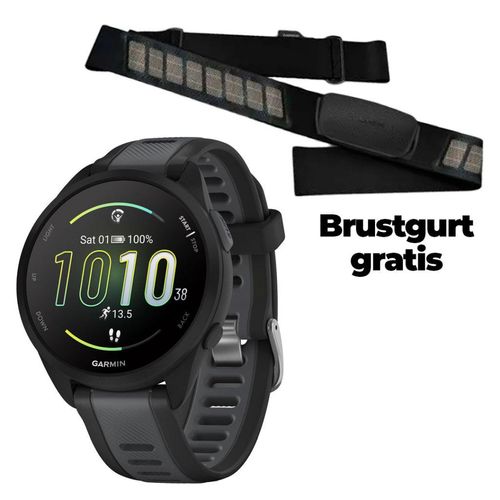 Garmin Unisex Forerunner 165 Music + gratis HRM Dual Brustgurt schwarz