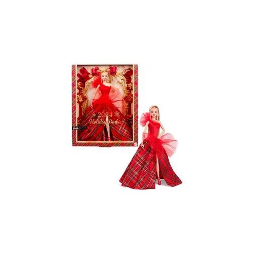 Anziehpuppe BARBIE "Barbie Signature Holiday Puppe - Blond" Puppen rot Kinder