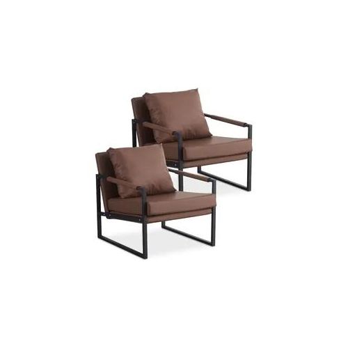 2x Leder Wohnzimmer Sessel Divit LW2 Lounge Sessel