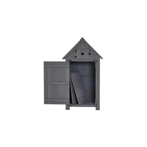 Gartenschrank wetterfest Divit IG10 Geräteschuppen Holz 65 x 46 x 137 cm grau DPL1