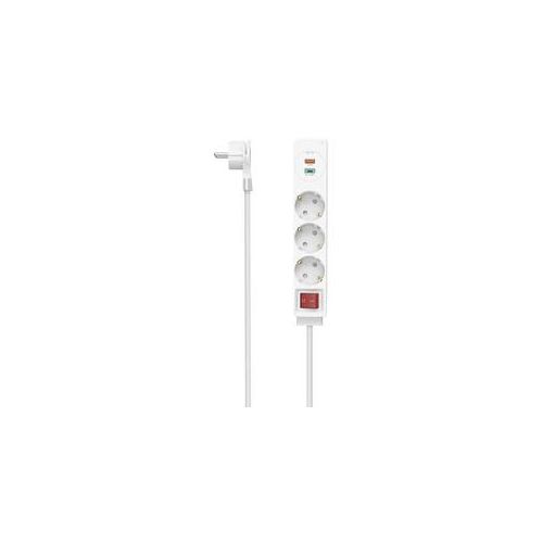 HAMA Steckdosenleiste 3-fach mit USB-C/A 18W PD/QCTM - Platzsparender Flachstecker, 1,4m Kabel (00223185)