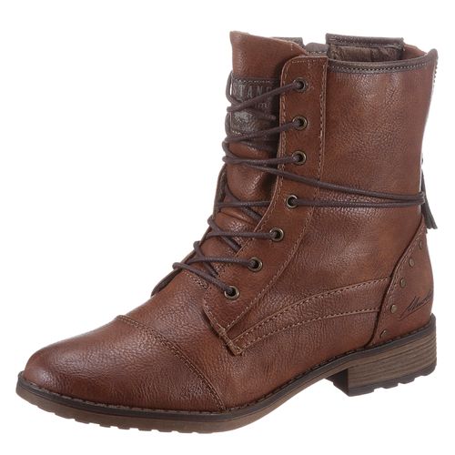 Schnürstiefelette MUSTANG SHOES Gr. 37, braun (cognac, used) Damen Schuhe mit schaftumspielender Schnürung