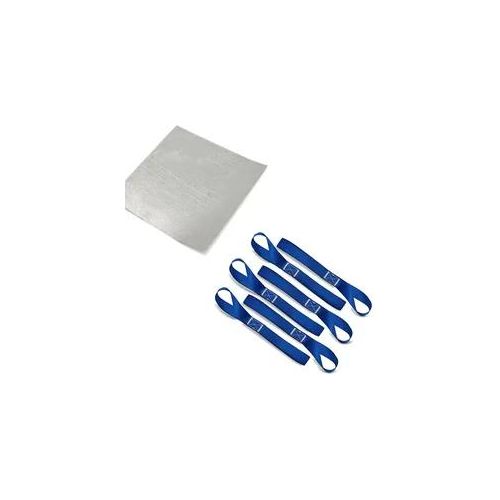 Set: Hitzeschutzfolie selbstklebend fürs Hitzeschutz 50x50cm + Zurrschlaufen passend für Spanngurte, 6er Mega Pack Blau