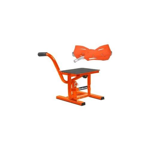 Motorradständer Cross-Lift M + Handprotektoren passend für Suzuki DR 125 SM orange