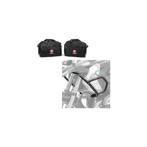 Set: Verkleidungsschutzbügel L passend für BMW R 1200 GS 08-12 Tank-Sturzbügel oben + Alukoffer Innentaschen passend für BMW R 1250 / 1200 GS / Adventure 04-21 Koffer Taschen Bagtecs MS1