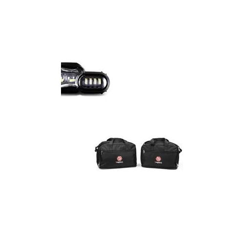 Set: LED Scheinwerfer passend für BMW F 650 GS 08-12 Hauptscheinwerfer mit ECE Lumitecs QL2 + Alukoffer Innentaschen passend für BMW F 650 GS / F 700 GS 08-17 Koffer Taschen Bagtecs MS1