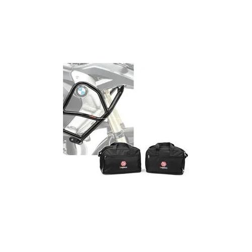 Set: Verkleidungsschutzbügel XL passend für BMW R 1200 GS 08-12 Tank-Sturzbügel oben + Alukoffer Innentaschen passend für BMW R 1250 / 1200 GS / Adventure 04-21 Koffer Taschen Bagtecs MS1