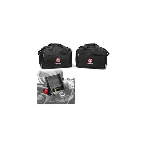 Set: Alukoffer Innentaschen passend für BMW R 1250 / 1200 GS / Adventure 04-21 Koffer Taschen Bagtecs MS1 + Handyhalterung passend für BMW R 1200 GS / Adventure Tourtecs SH2 mit Powerbank