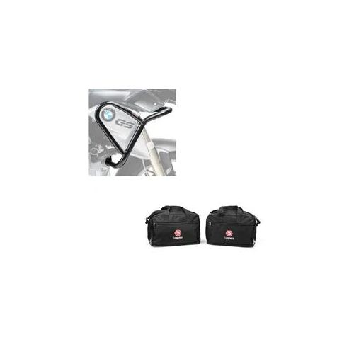 Set: Verkleidungsschutzbügel passend für BMW R 1200 GS 13-16 Tank-Sturzbügel oben + Alukoffer Innentaschen passend für BMW R 1250 / 1200 GS / Adventure 04-21 Koffer Taschen Bagtecs MS1