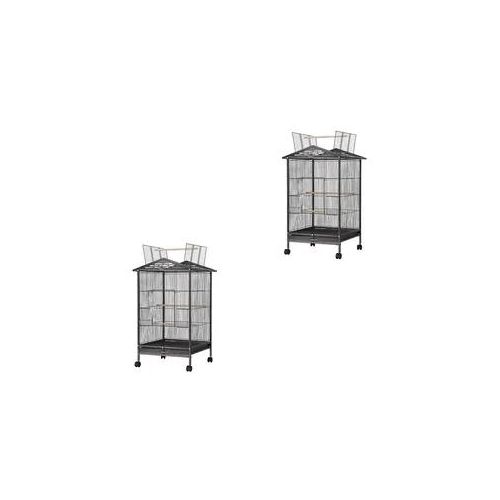 Set 2x Vogelkäfig mit Rollen Divit PL9 Voliere mit Schmutzwanne 45 x 45 x 97 cm schwarz NEW