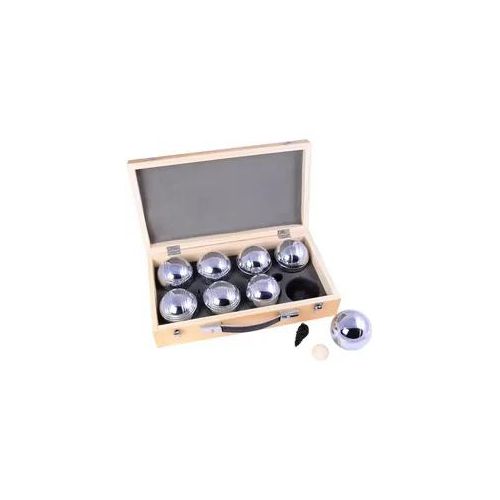 Boule Set in Holzkoffer Cranit 8 Boule Pétanque Kugeln inklusive Schweinchen Zielkugel RE65 DPLI2