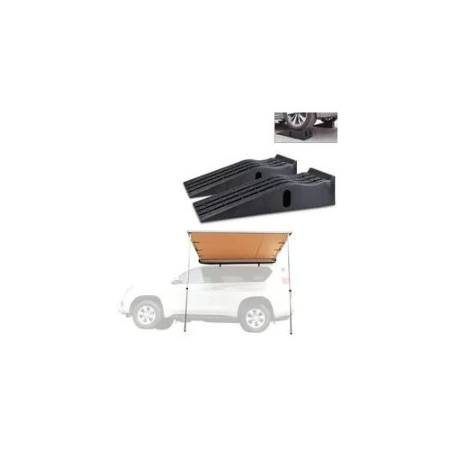 Markise passend für Auto / SUV/ Geländewagen 1,40m x 2m AM13 beige + Auto Auffahrrampen 2 Stück Auffahrkeil Vanit AR1 155mm PKW Transporter 2000kg