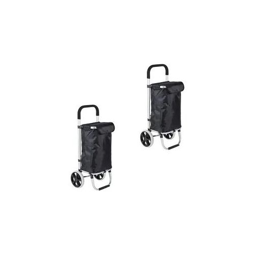 Set 2x Klappbarer Einkaufstrolley ET1 Divit Einkaufskorb Einkaufswagen 50 Liter schwarz