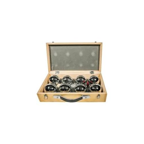 Boule Set in Holzkoffer Cranit 8 Boule Pétanque Kugeln inklusive Schweinchen Zielkugel RE65