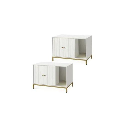 2x Feandrea Katzenklo-Schrank Divit BK2718 Katzentoilette, mit Kratzmatte 80 x 50 x 55 cm