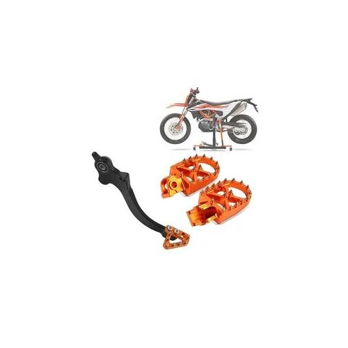 Fußrasten passend für KTM 690 Enduro / R / SMC / R orange + Fußbremshebel / Bremshebel orange