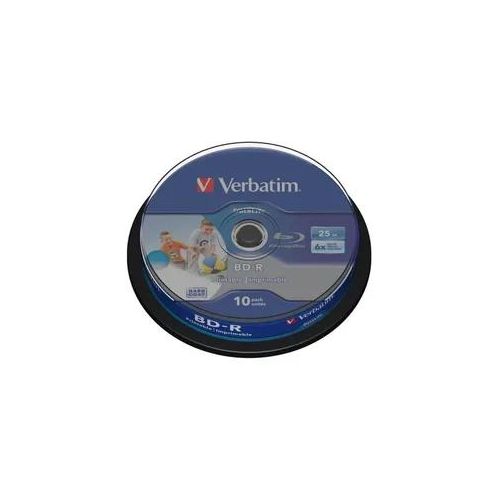 Verbatim Blu-Ray-Rohlinge BD-R 25GB 6x 10er-Pack – Speichern Sie bis zu 25 GB Daten – 6-fache Schreibgeschwindigkeit – 10er-Pack