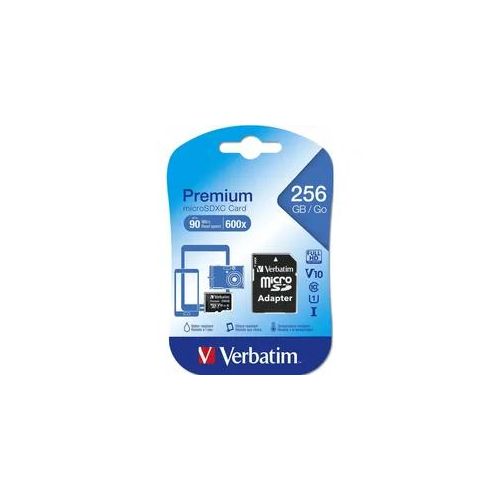 Premium Micro SDXC 256GB C10/U1 + Adapter Speicherkarte - Hochgeschwindigkeitsklasse 10 - 256 GB Kapazität