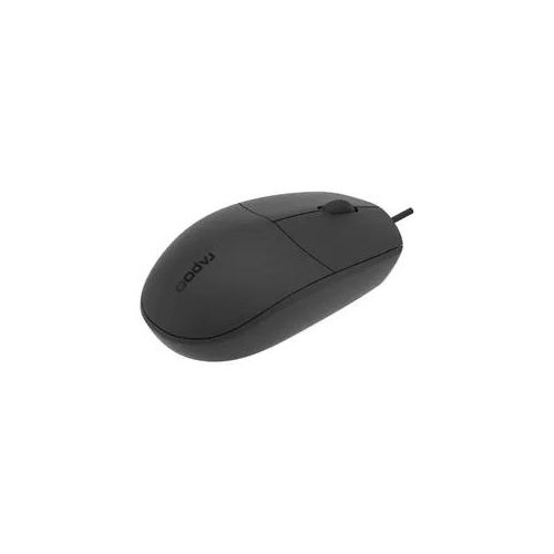 Rapoo N100 Schwarz 1600 dpi Optische Maus - Ergonomisches Design, Beidhändig, Rutschfest