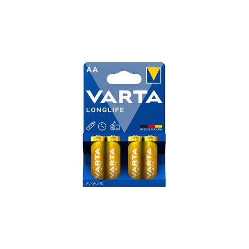 VARTA LONGLIFE AA 4er Blister Batterie - Alkali-Technologie, 1,5 V Spannung