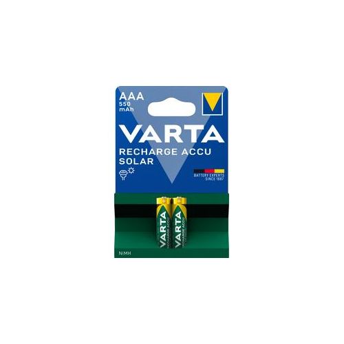 VARTA RECHARGE ACCU Solar AAA, 2er Blister Akku - Wiederaufladbare Batterien für umweltbewusste Verbraucher