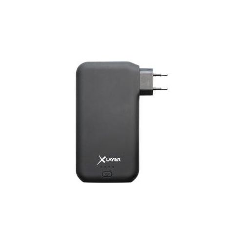 XLayer Powerbank PLUS Power Plug (10.050mAh) in Schwarz - Kabelloses Aufladen mit integriertem Netzstecker