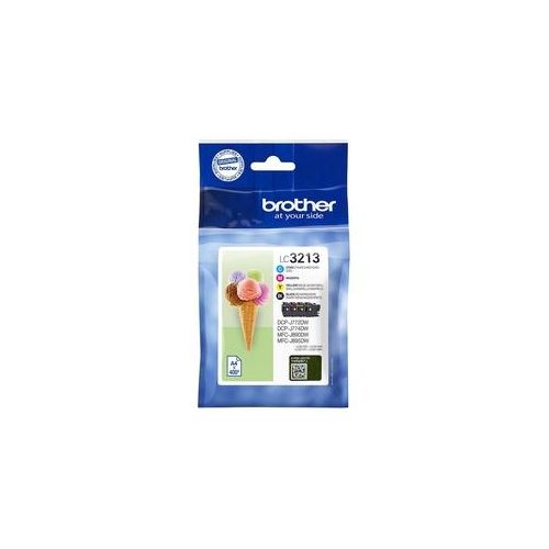 Brother Druckerpatrone LC3213 MultiPack - Original Ink Cartridge, Schwarz/Cyan/Magenta/Gelb, je 400 Seiten