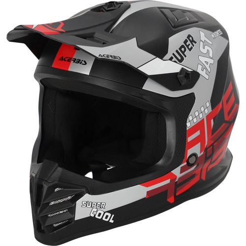 Motocross Kinderhelm ACERBIS Profile Junior Schwarz Rot Matt größe JS