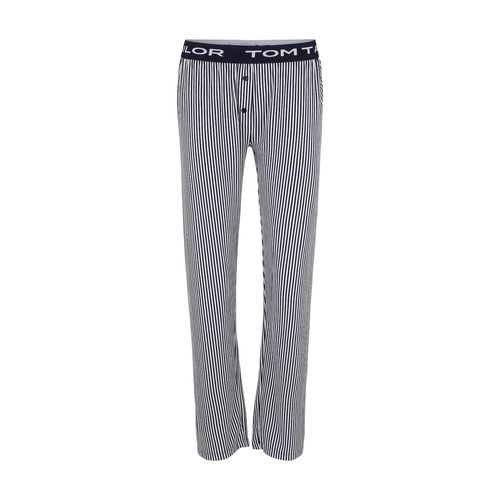 TOM TAILOR Damen Pyjamahose mit Streifenmuster, blau, Gestreift, Gr. 36