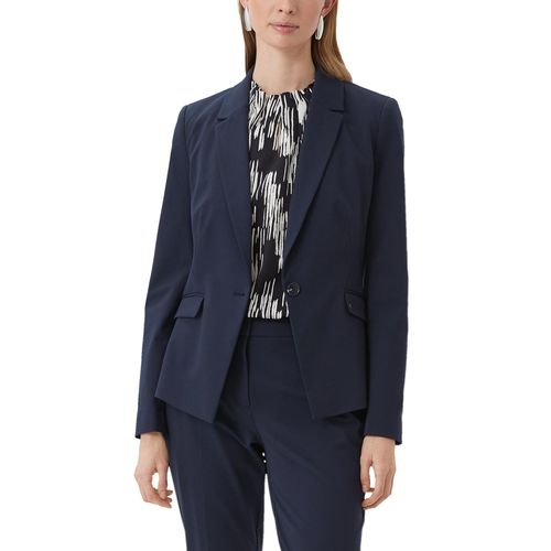 Jackenblazer COMMA, Damen, Gr. 42, blau (navy), Stoff, Obermaterial: 48% Polyamid, 42% Viskose, 10% Elasthan. Futter: 100% Polyester, unifarben, figurbetont normal, tiefer V-Ausschnitt, Langarm, Blazer, mit Viskose