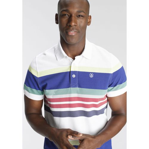 Poloshirt DELMAO, Herren, Gr. XXL (60/62), bunt (weiß, bunt gestreift), Piquu00e9, Obermaterial: 100% Baumwolle, gestreift, casual, normal, Kurzarm, Shirts, Kurzarm, mit Polokragen, aus Piqué-Stoff, aus 100% Baumwolle