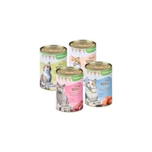 24 x 400 g Lecker.Pet® Balu’s, Emily's, Leo's & Mia's 100 % Fisch & Fleisch Katzenfutter Nassfutter Mix