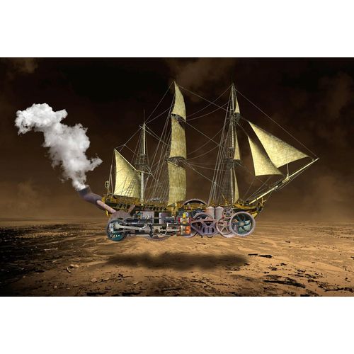 PAPERMOON Fototapete "Steampunk Segelschiff" Tapeten Gr. B/L: 5,00 m x 2,80 m, Bahnen: 10 St., bunt